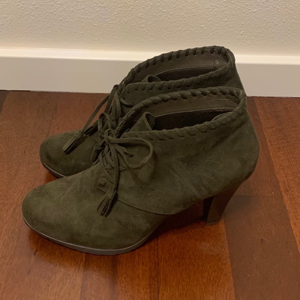 Suede Olive Booties NWT